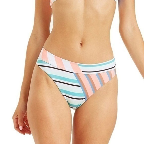Billabong Multicolor Striped Break A Dawn Maui Bikini Swim Bottoms Size M NWT - Picture 1 of 5